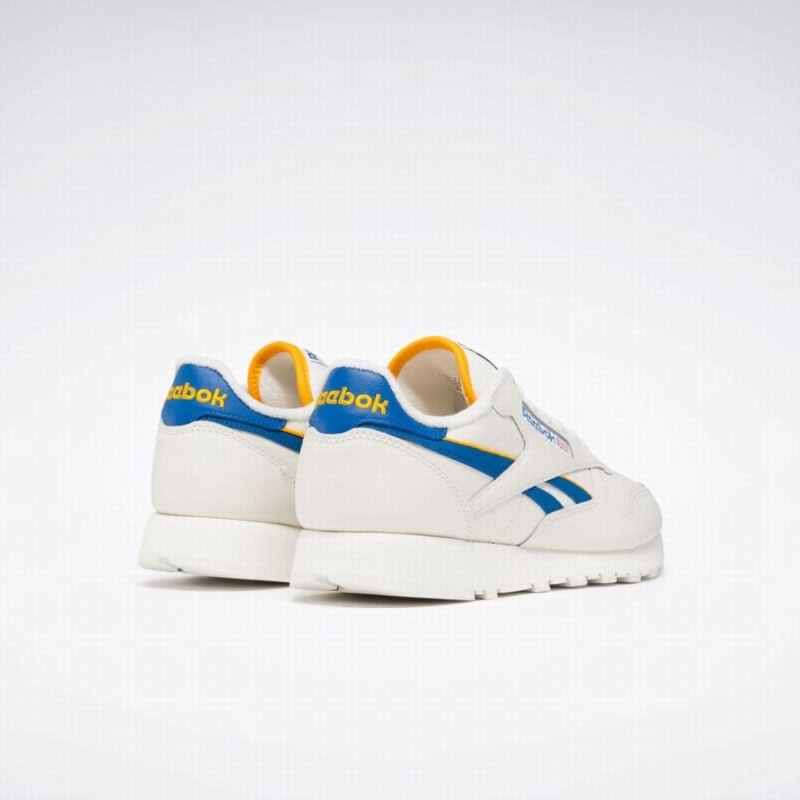 Reebok Classic Leather Men's Shoes White Blue Gold | HGU7351LC