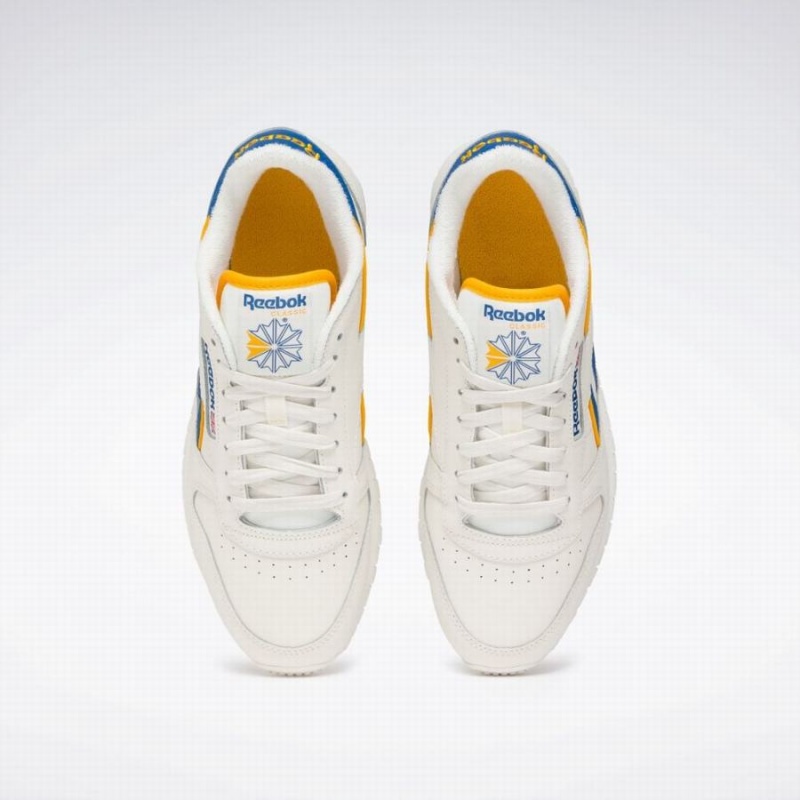 Reebok Classic Leather Men's Shoes White Blue Gold | HGU7351LC