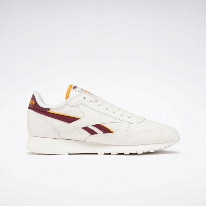 Reebok Classic Leather Men's Shoes White Burgundy Gold | VSX5828RO