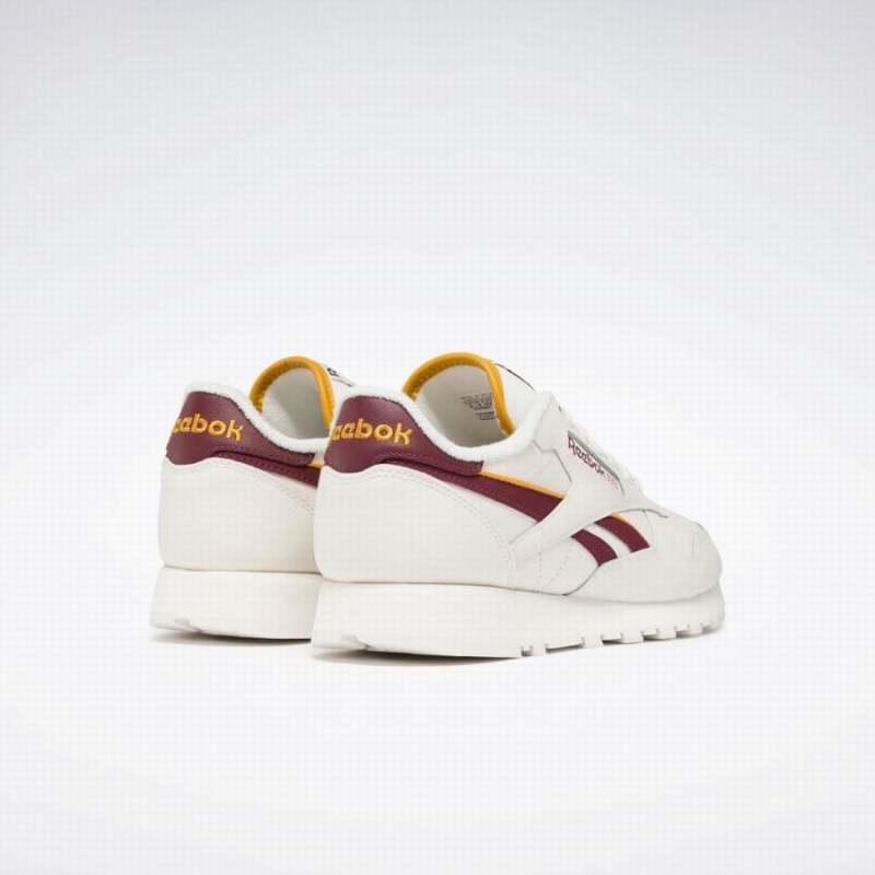 Reebok Classic Leather Men's Shoes White Burgundy Gold | VSX5828RO