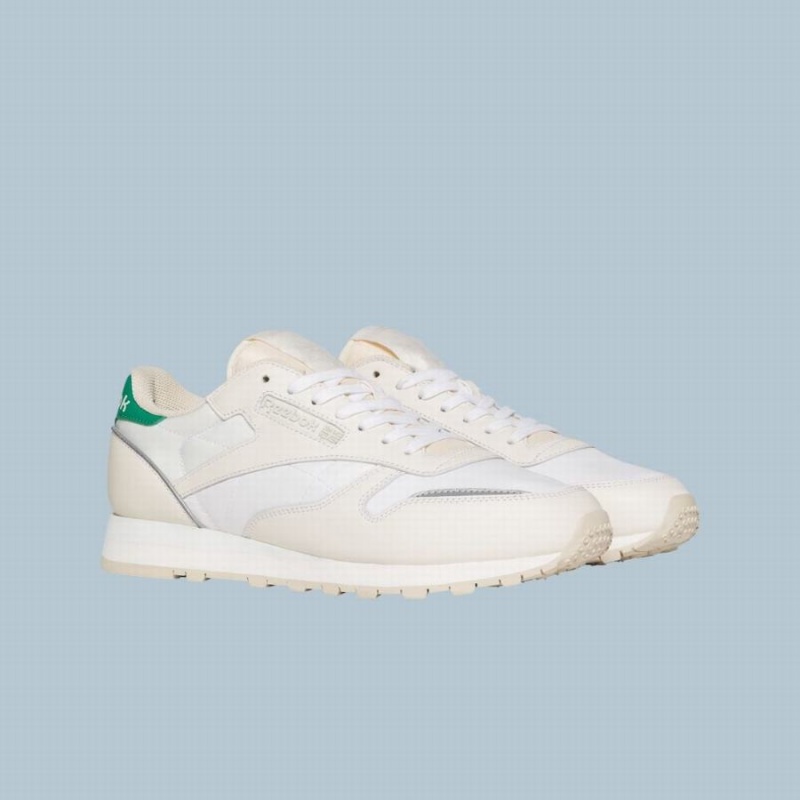 Reebok Classic Leather Men's Shoes White Green | EGH7512YD