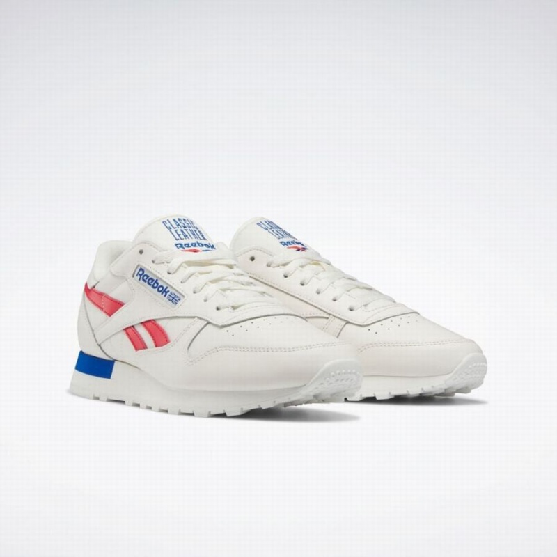 Reebok Classic Leather Men's Shoes White Red Blue | HNZ9661KY