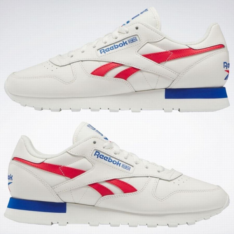 Reebok Classic Leather Men's Shoes White Red Blue | HNZ9661KY