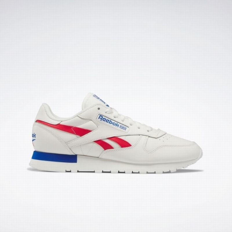 Reebok Classic Leather Men\'s Shoes White Red Blue | HNZ9661KY