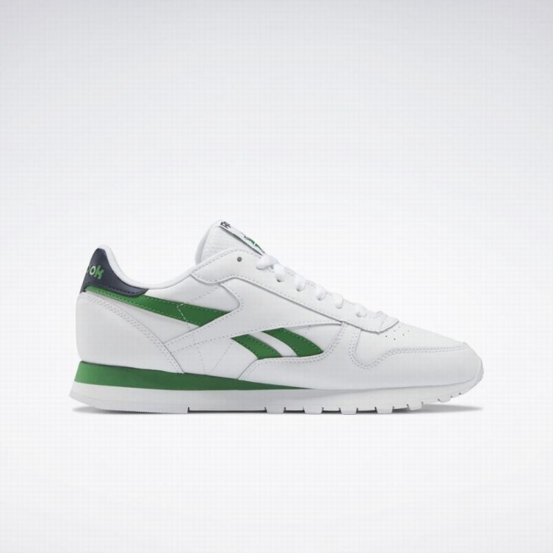 Reebok Classic Leather Men's Shoes White Navy Green | GWT5653RZ