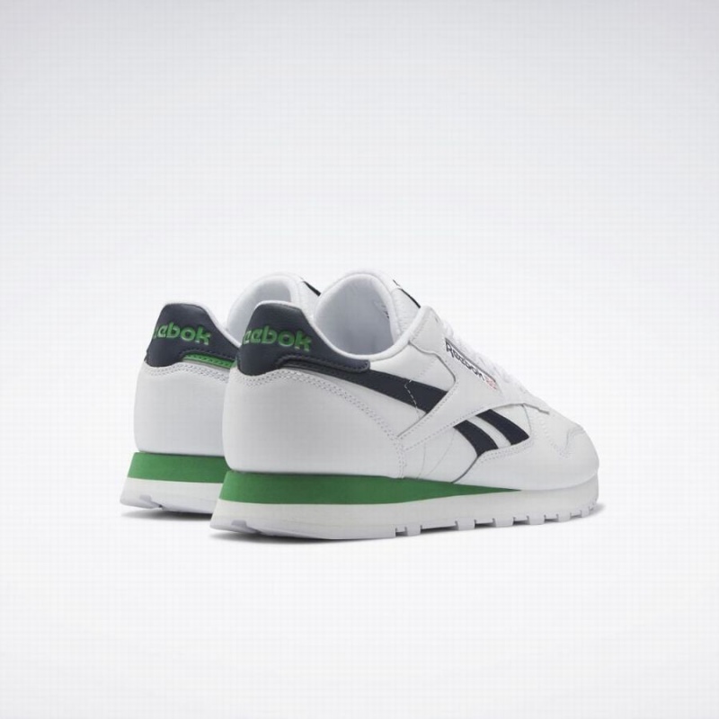 Reebok Classic Leather Men's Shoes White Navy Green | GWT5653RZ