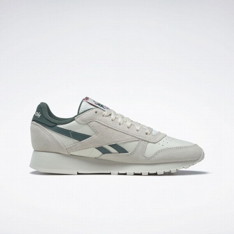 Reebok Classic Leather Men's Shoes White Green | CJL2054GK