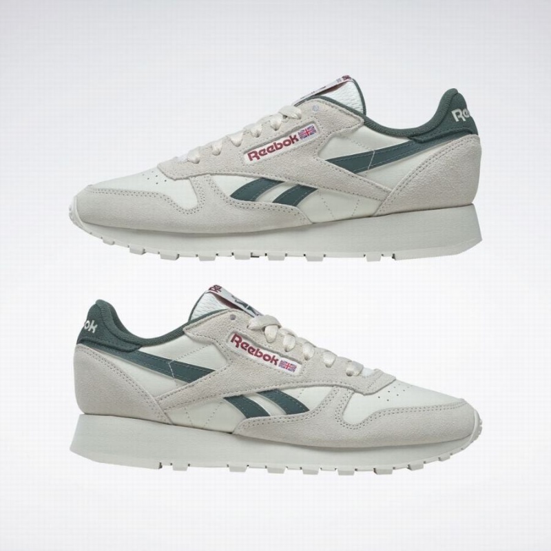 Reebok Classic Leather Men's Shoes White Green | CJL2054GK