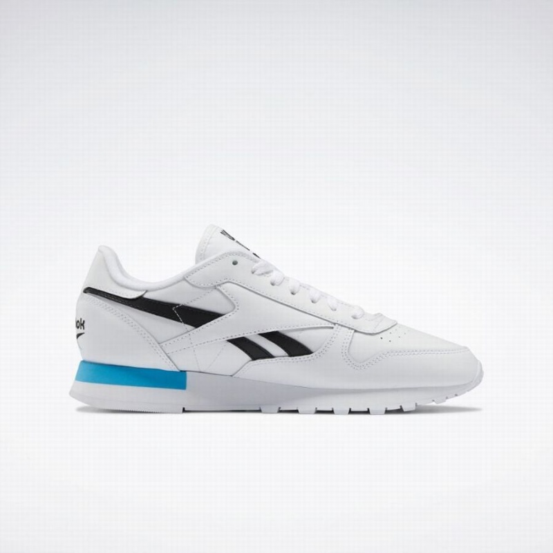 Reebok Classic Leather Men's Shoes White Black Light Turquoise | CHE9589UE