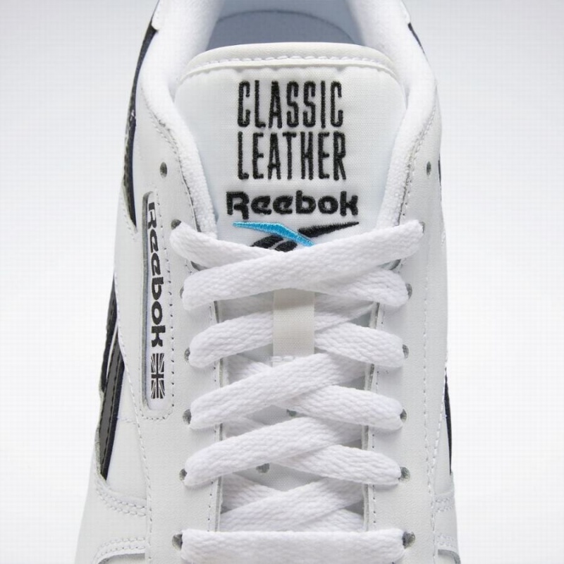 Reebok Classic Leather Men's Shoes White Black Light Turquoise | CHE9589UE