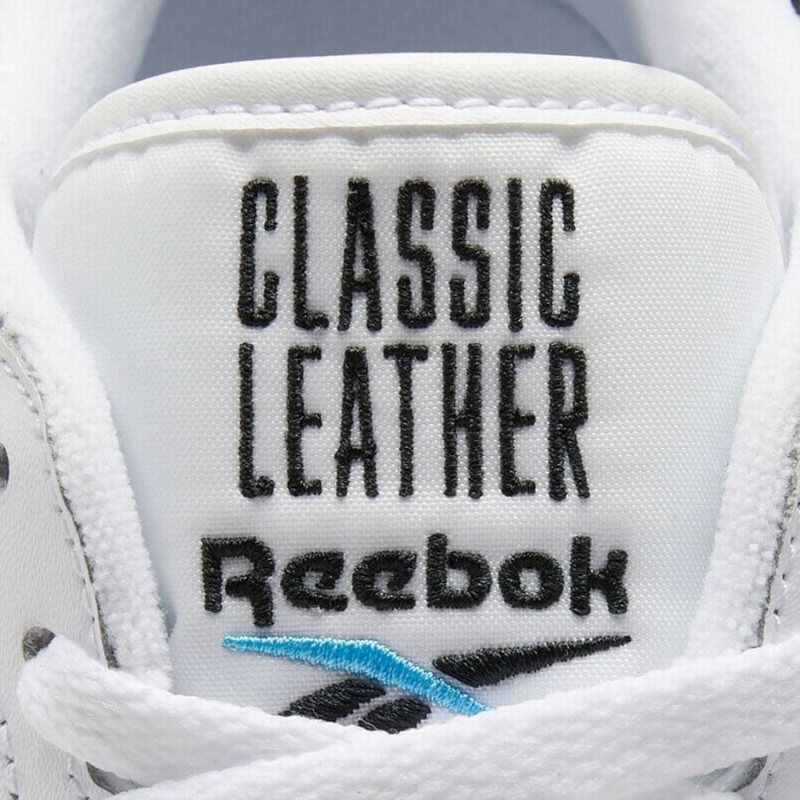 Reebok Classic Leather Men's Shoes White Black Light Turquoise | CHE9589UE