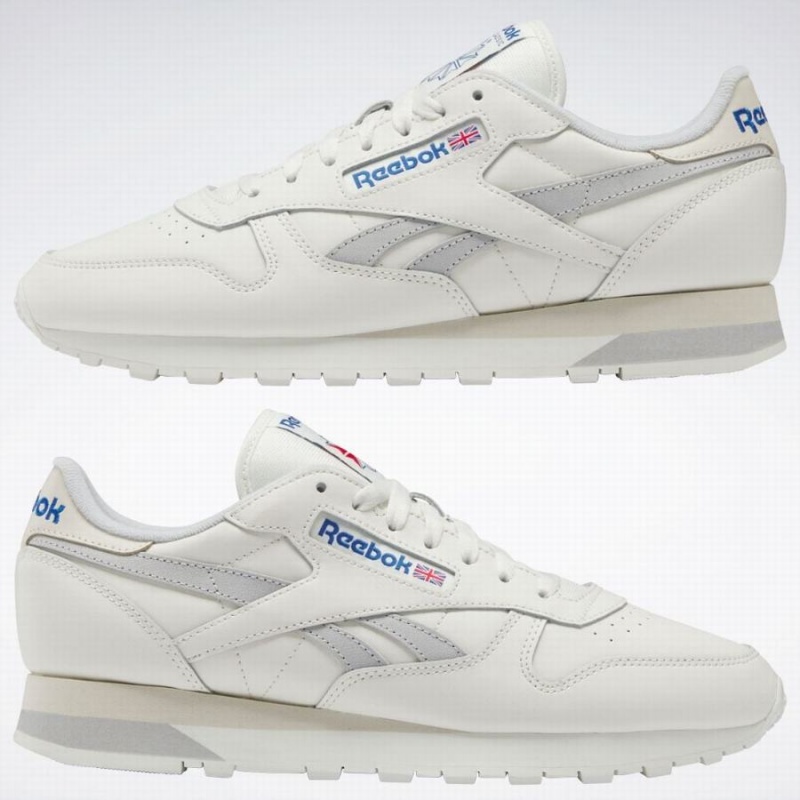 Reebok Classic Leather Men's Shoes White Light Grey Blue | TVF4057RC