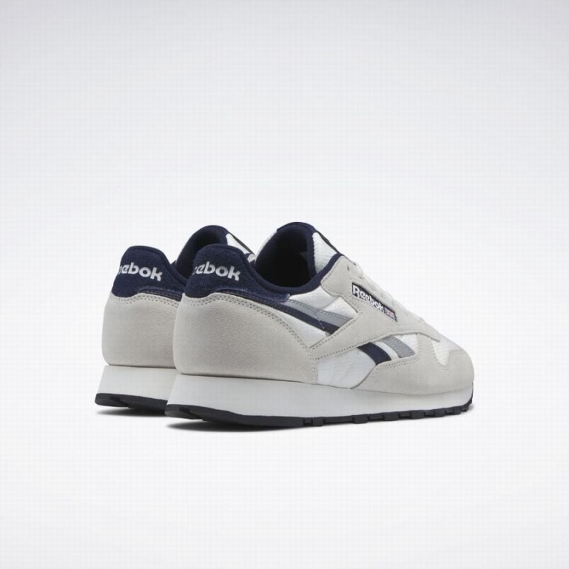 Reebok Classic Leather Men's Shoes White Navy Black | LVF3635TV