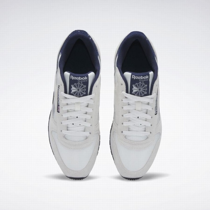 Reebok Classic Leather Men's Shoes White Navy Black | LVF3635TV