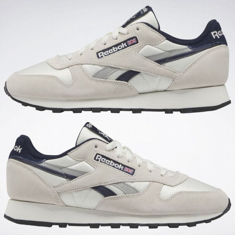 Reebok Classic Leather Men's Shoes White Navy Black | LVF3635TV