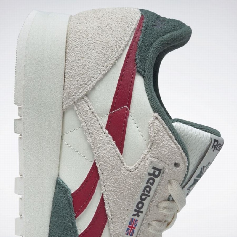 Reebok Classic Leather Men's Shoes White Green Burgundy | HPF6771MF