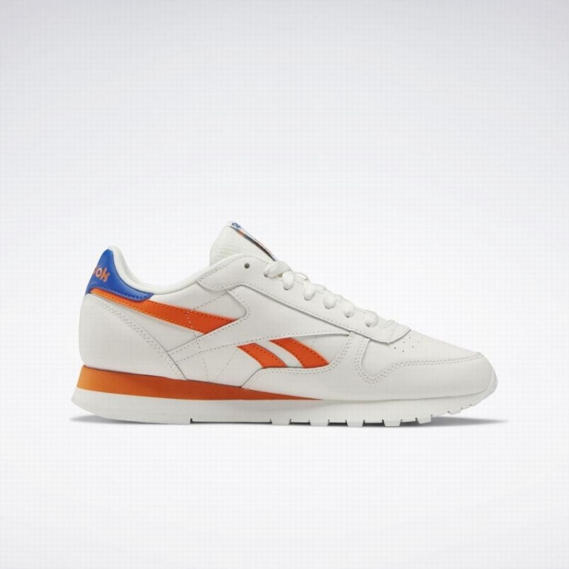 Reebok Classic Leather Men's Shoes White Blue Orange | YYK6955OP