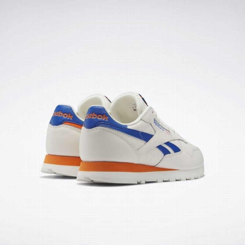 Reebok Classic Leather Men's Shoes White Blue Orange | YYK6955OP