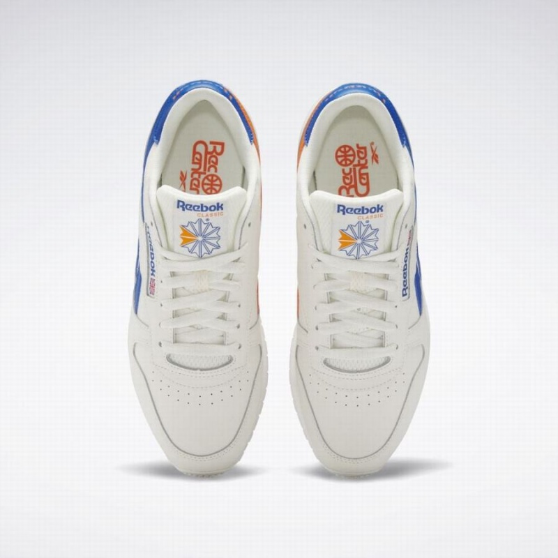 Reebok Classic Leather Men's Shoes White Blue Orange | YYK6955OP