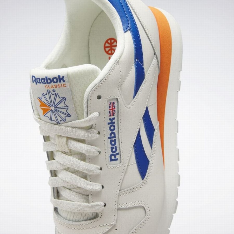 Reebok Classic Leather Men's Shoes White Blue Orange | YYK6955OP