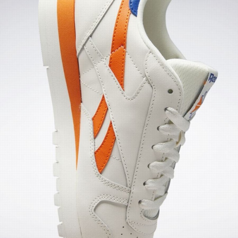 Reebok Classic Leather Men's Shoes White Blue Orange | YYK6955OP