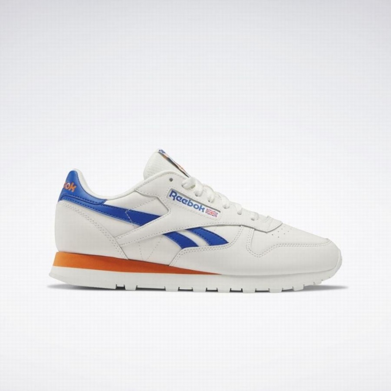 Reebok Classic Leather Men\'s Shoes White Blue Orange | YYK6955OP