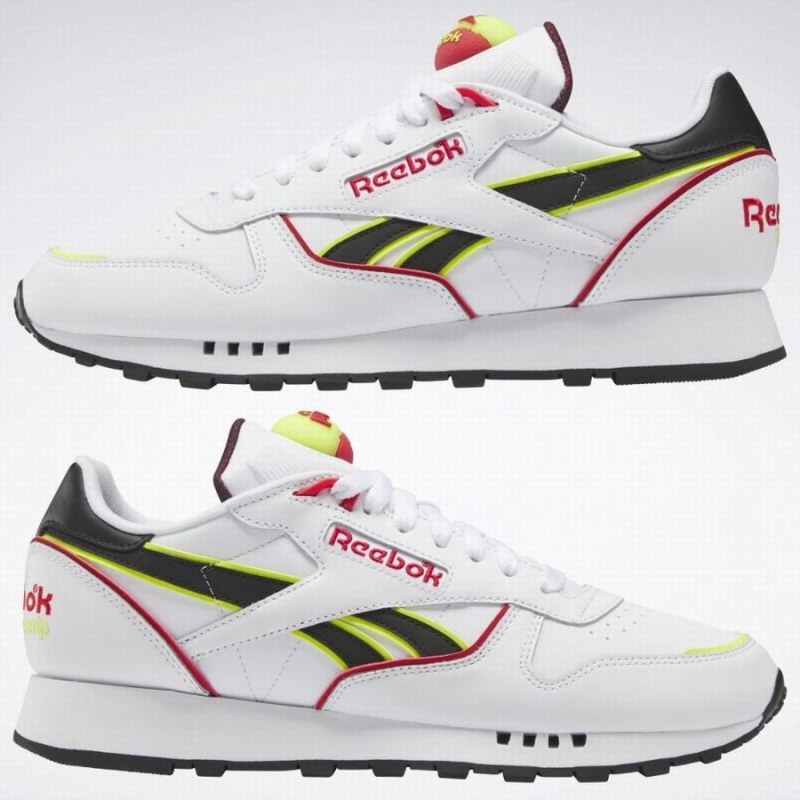 Reebok Classic Leather Pump Men's Shoes White Black Yellow | MKH398XE