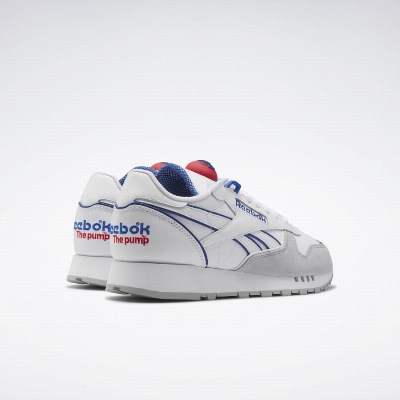 Reebok Classic Leather Pump Men's Shoes White Blue Red | XND3257QZ