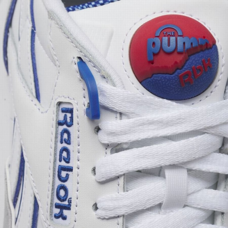 Reebok Classic Leather Pump Men's Shoes White Blue Red | XND3257QZ