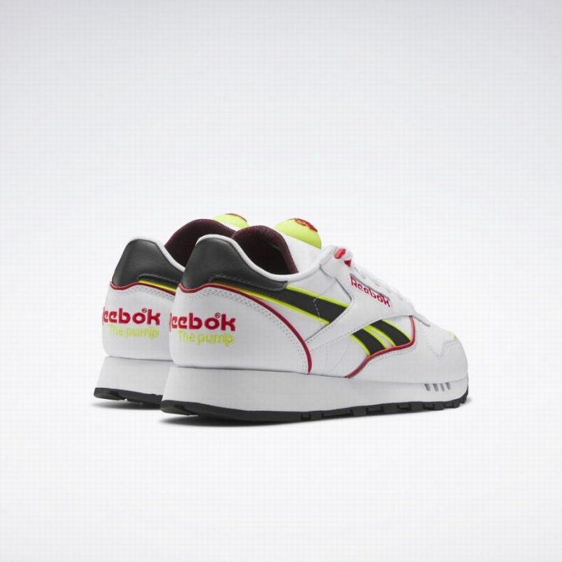 Reebok Classic Leather Pump Women's Shoes White Black Yellow | UCM5435OD