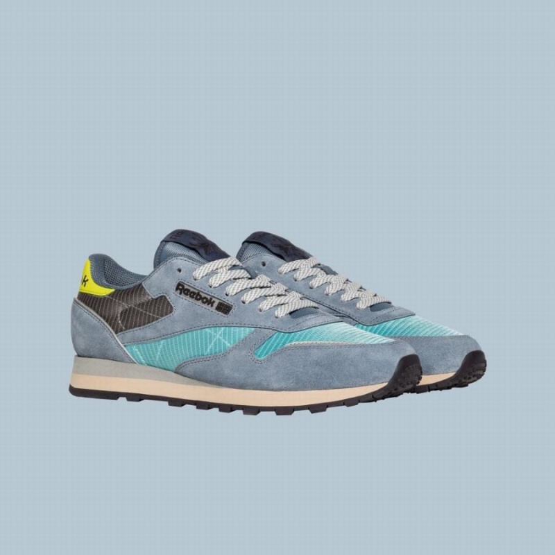 Reebok Classic Leather Retro Men's Shoes Blue Green Yellow | IHY4666ZF