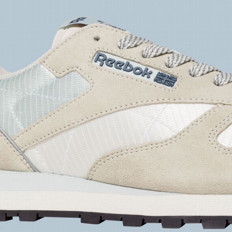 Reebok Classic Leather Retro Women's Shoes White Beige Blue | HQO763NG