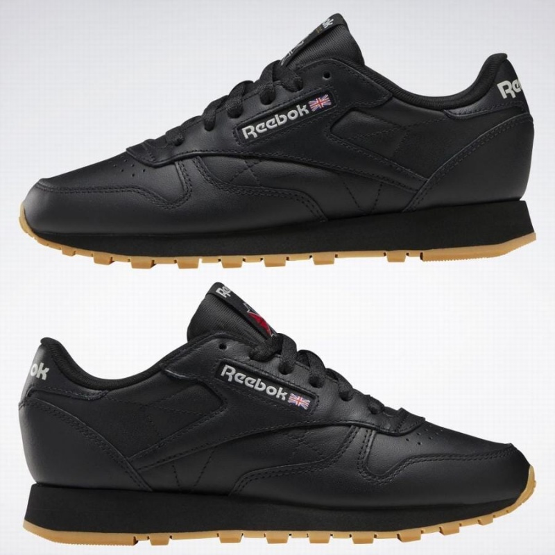 Reebok Classic Leather Women's Shoes Black Grey | KUZ9995KK