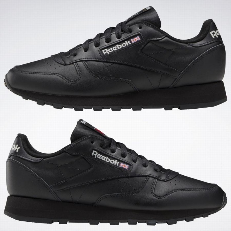 Reebok Classic Leather Women's Shoes Black Grey | KUX555PU