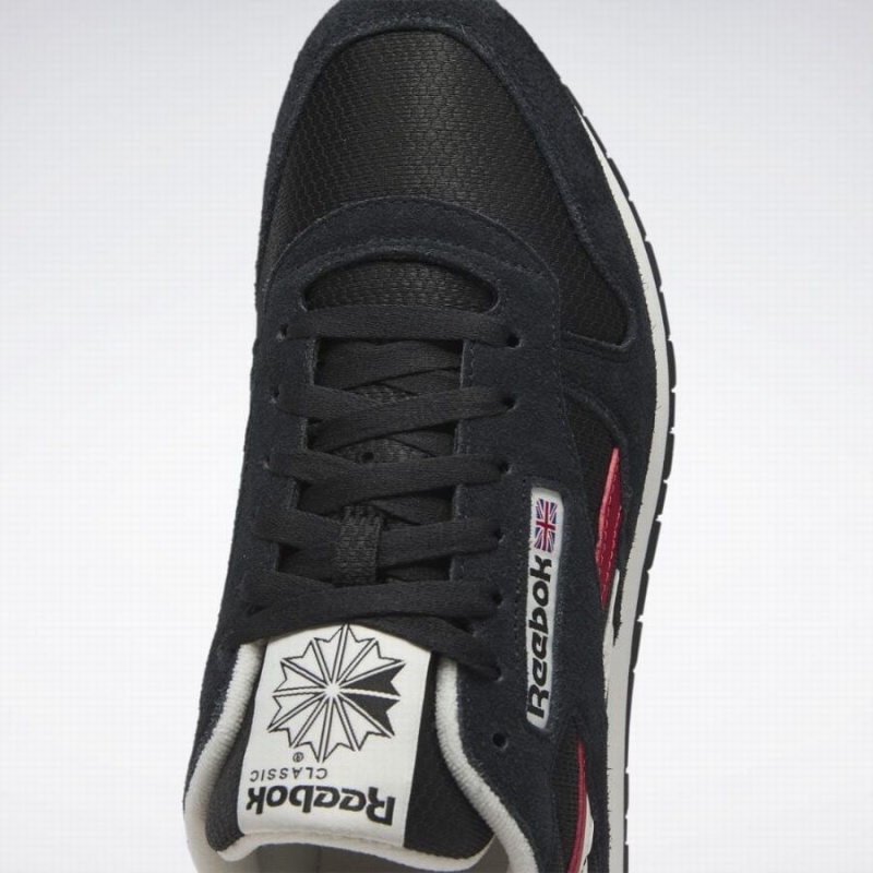 Reebok Classic Leather Women's Shoes Black Red | WKF10040QG