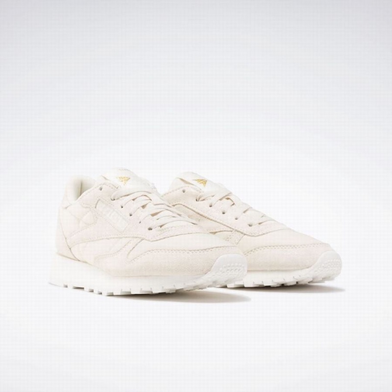 Reebok Classic Leather Women's Shoes Gold Metal White | ZQO2098FK