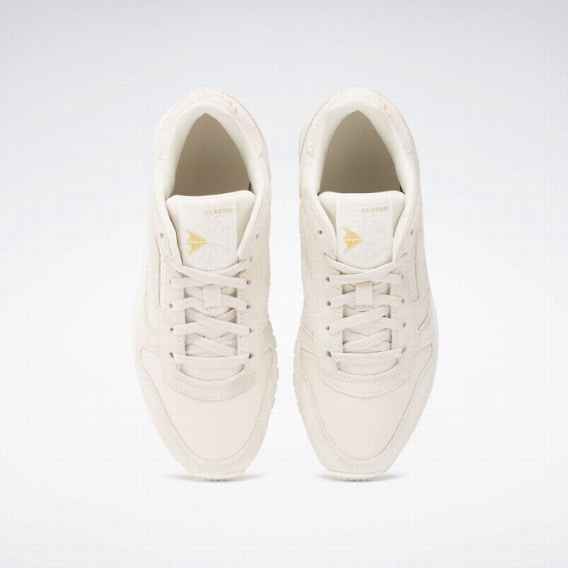 Reebok Classic Leather Women's Shoes Gold Metal White | ZQO2098FK