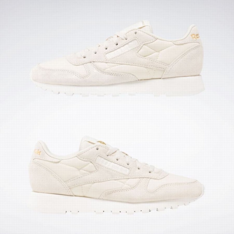 Reebok Classic Leather Women's Shoes Gold Metal White | ZQO2098FK