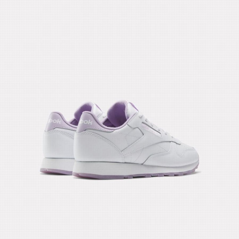 Reebok Classic Leather Women's Shoes White Purple | SSG4188QD