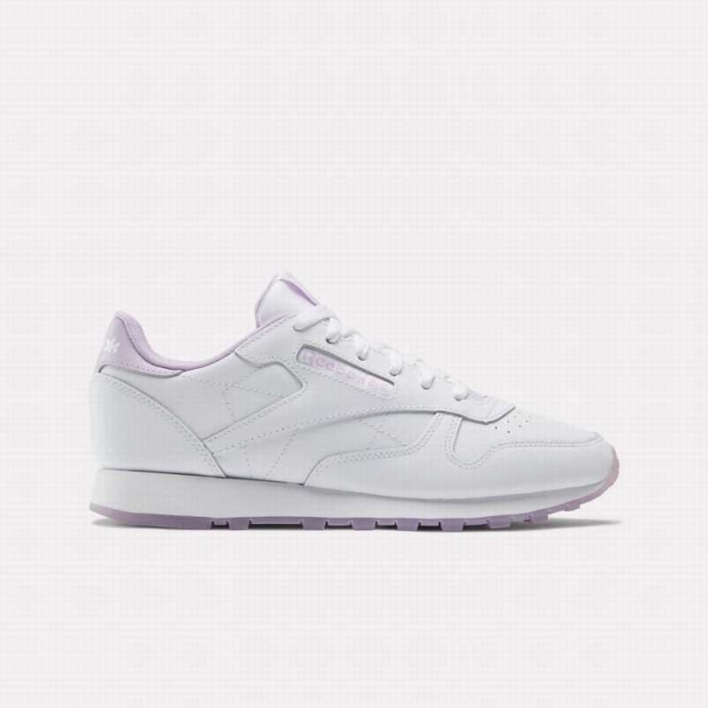 Reebok Classic Leather Women\'s Shoes White Purple | SSG4188QD