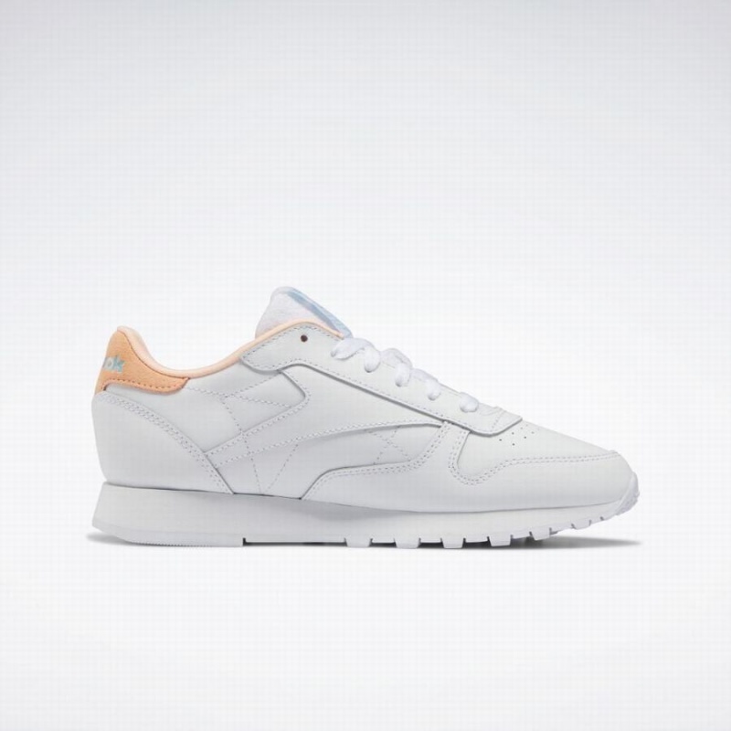 Reebok Classic Leather Women's Shoes White Blue Orange | QAI2142MD