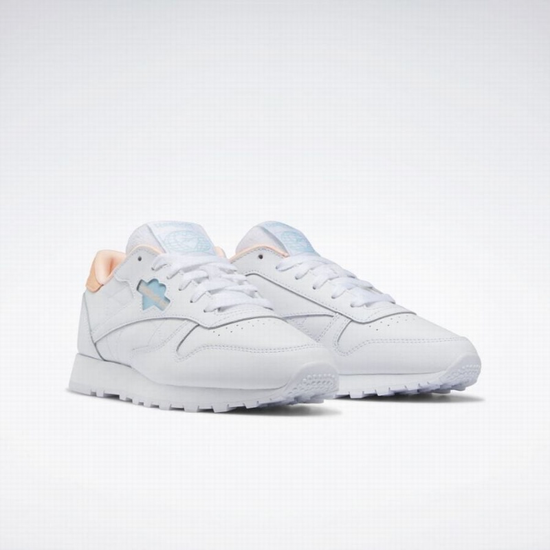 Reebok Classic Leather Women's Shoes White Blue Orange | QAI2142MD