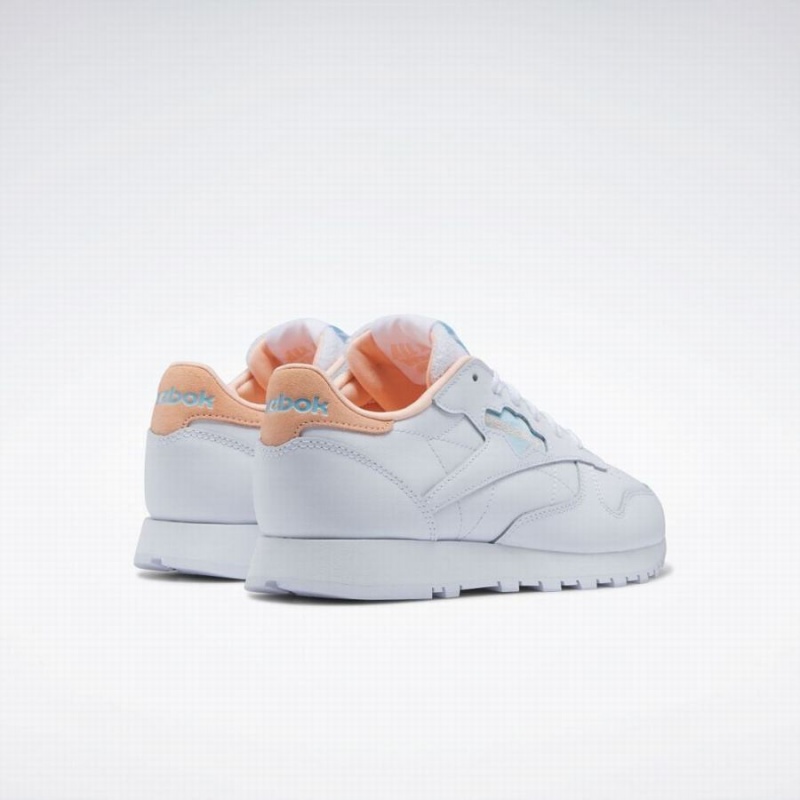 Reebok Classic Leather Women's Shoes White Blue Orange | QAI2142MD