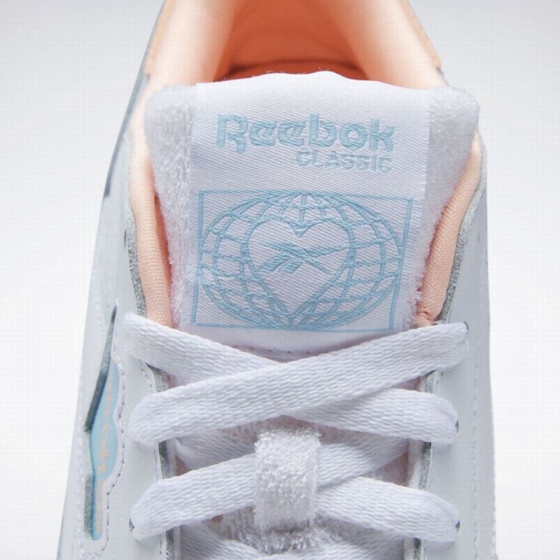 Reebok Classic Leather Women's Shoes White Blue Orange | QAI2142MD