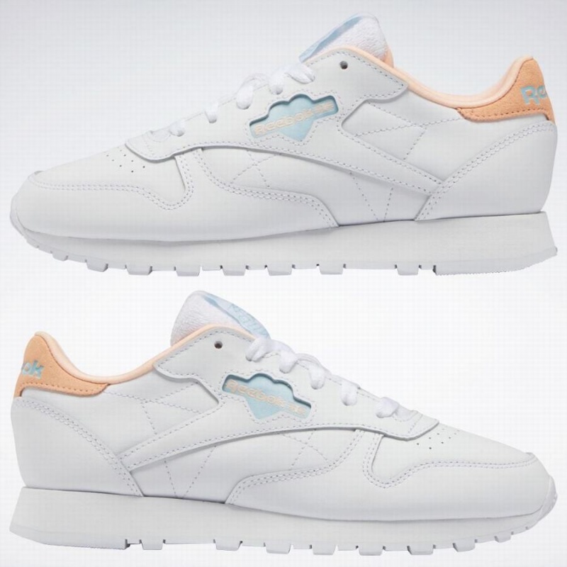 Reebok Classic Leather Women's Shoes White Blue Orange | QAI2142MD