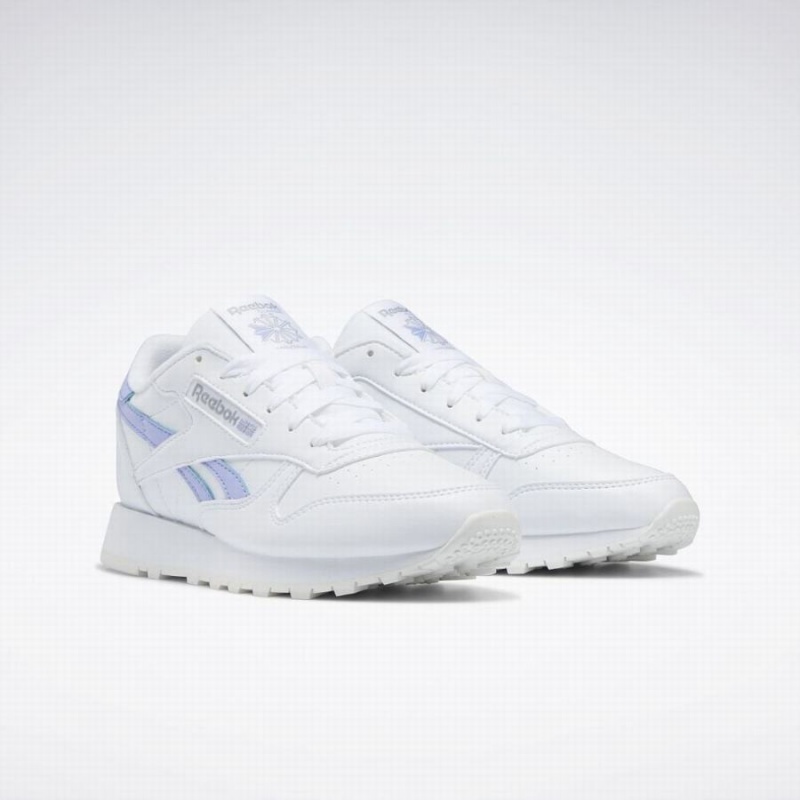 Reebok Classic Leather Women's Shoes White Purple | HTH8626OI