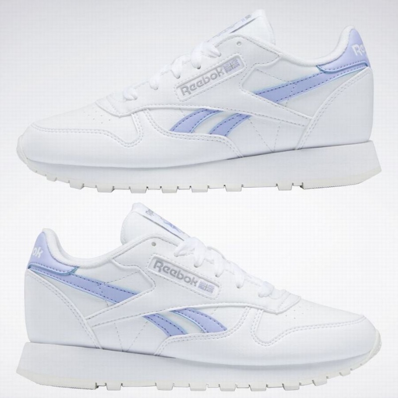 Reebok Classic Leather Women's Shoes White Purple | HTH8626OI