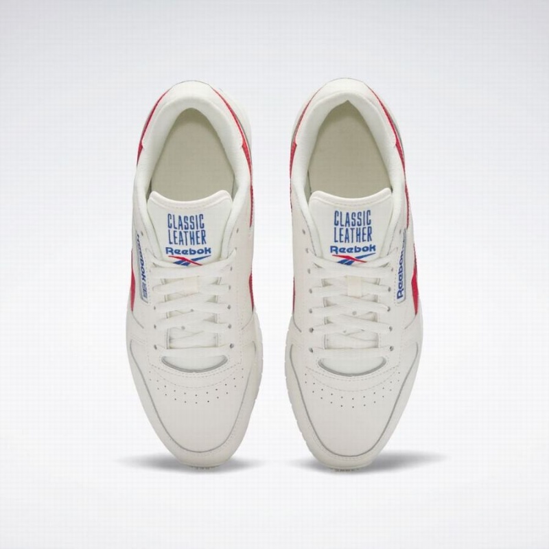 Reebok Classic Leather Women's Shoes White Red Blue | JUP761PU