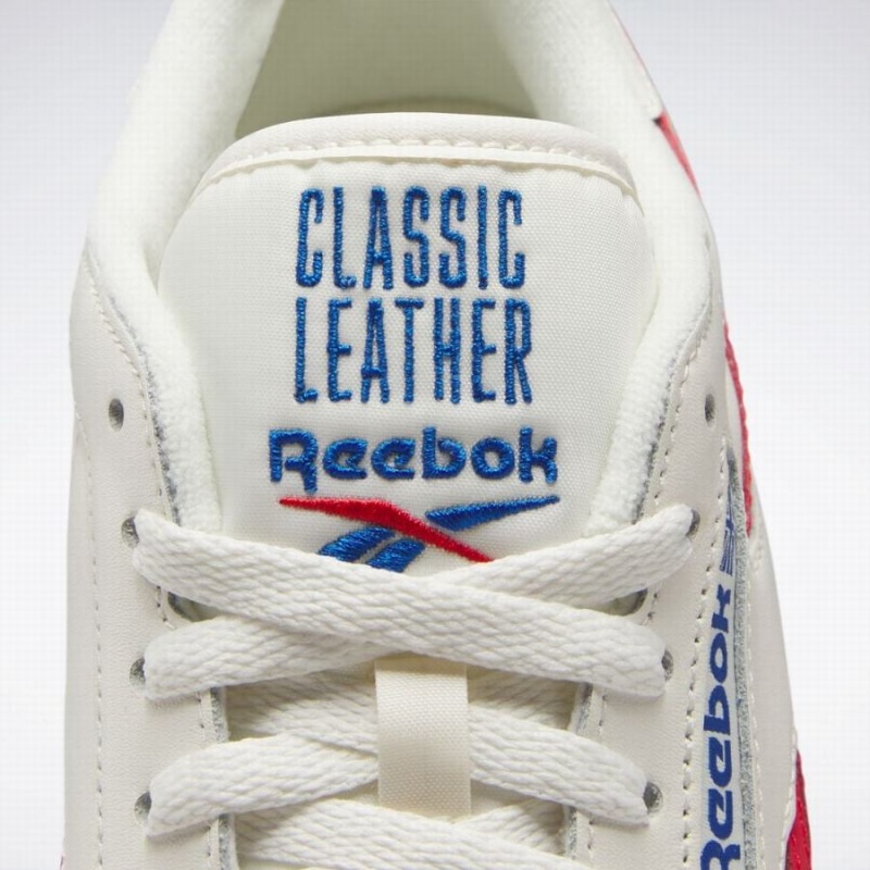 Reebok Classic Leather Women's Shoes White Red Blue | JUP761PU