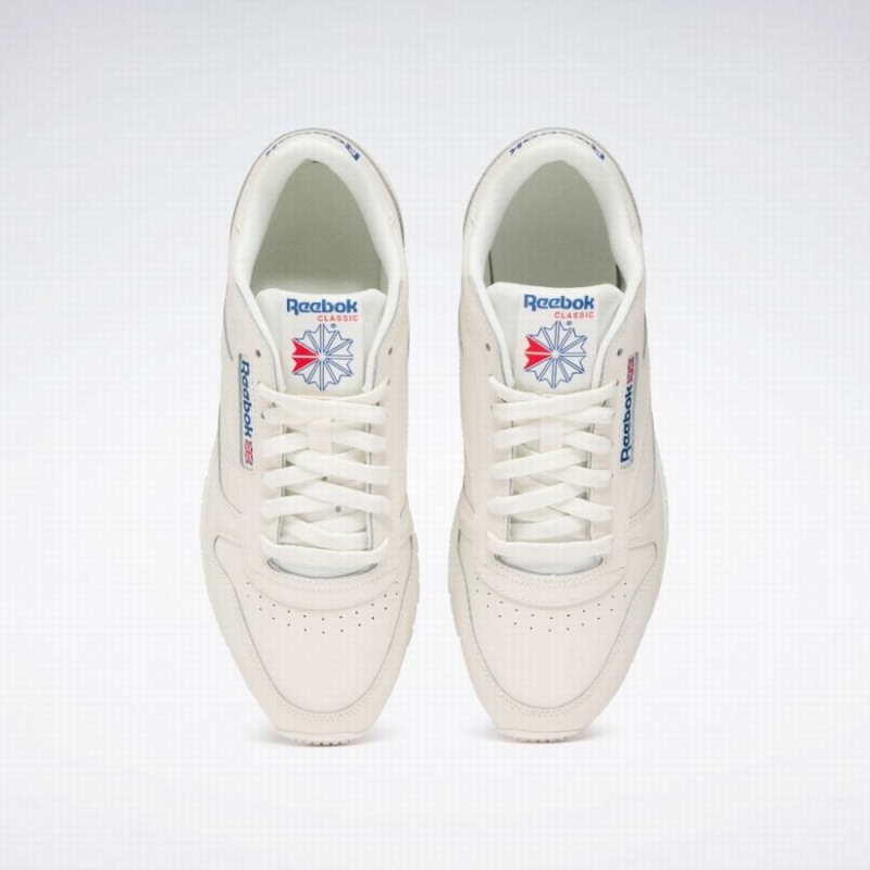 Reebok Classic Leather Women's Shoes White Blue Red | YSU1145MJ